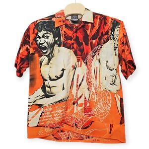 Universal Studios Bruce Lee Enter The Dragon All Over Print Camp Shirt Large